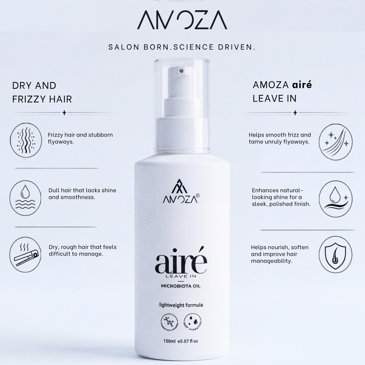 AMOZA Airé Leave-In Microbiota Oil Hair Serum, 150 ml