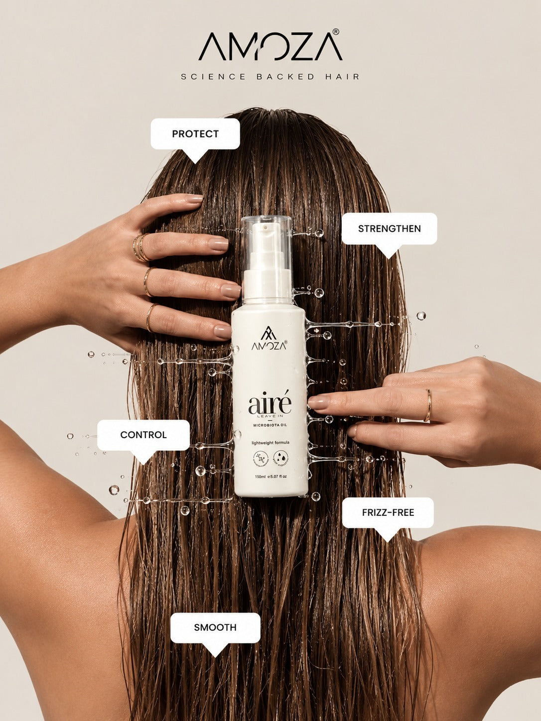 AMOZA Airé Leave-In Microbiota Oil Hair Serum, 150 ml